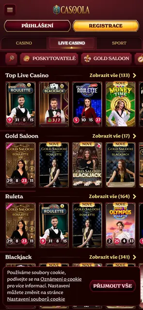 Casoola — živé casino s ruletou a blackjackem